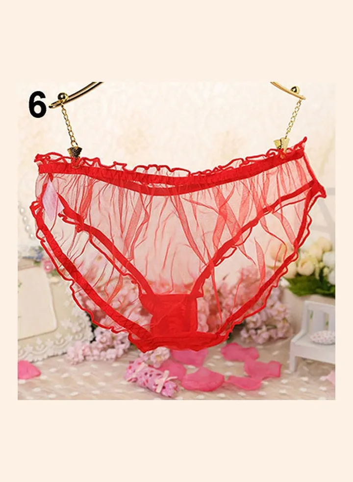 Brief Lace Patchwork Underwear Red
