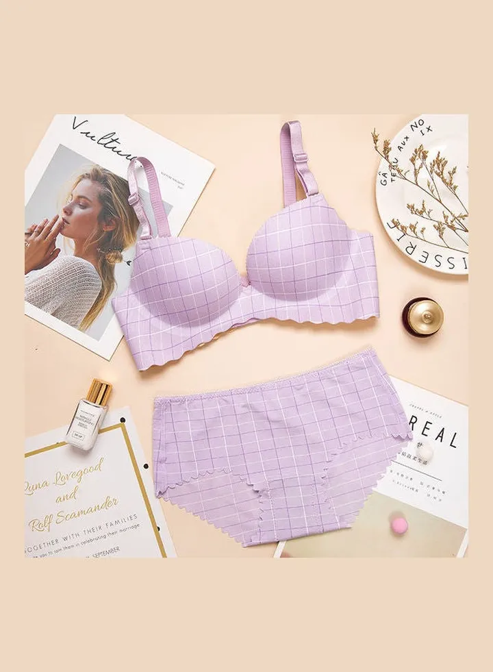 Checked Pattern Bra And Brief Set Green