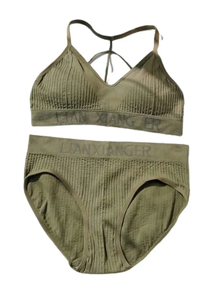 Slim Fit Bra and Brief Set Green