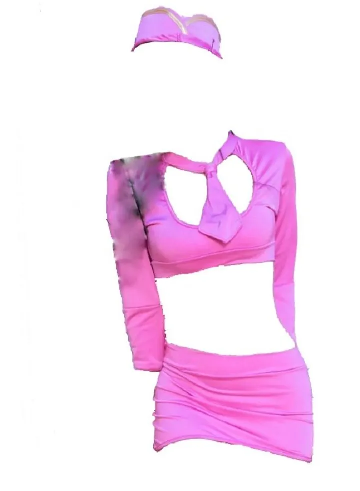 Women Pretend Uniform Cosplay Costume Night Wear Half Top And Skirt Lingerie Sets