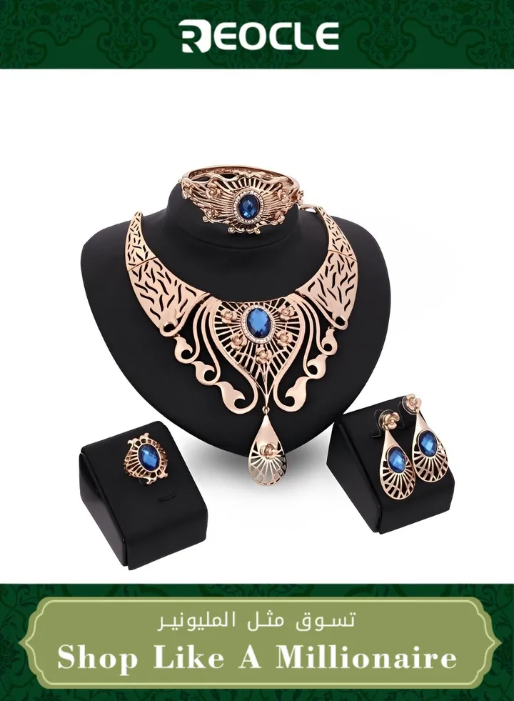 4 Pieces Women's jewelry set Necklace Earrings Bracelet Ring Bridal Wedding Party Costume Elegant Jewelry Sets for Brides Women