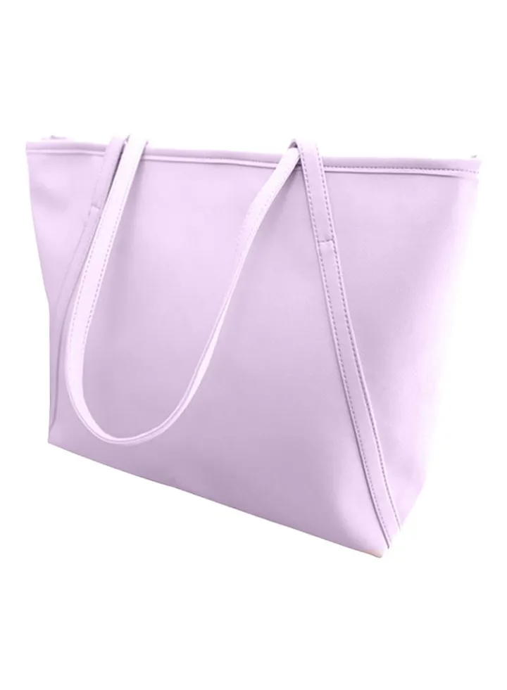 Faux Leather Tote Bag Purple