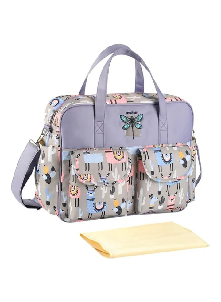 Printed Shoulder Bag Purple/Grey/Pink