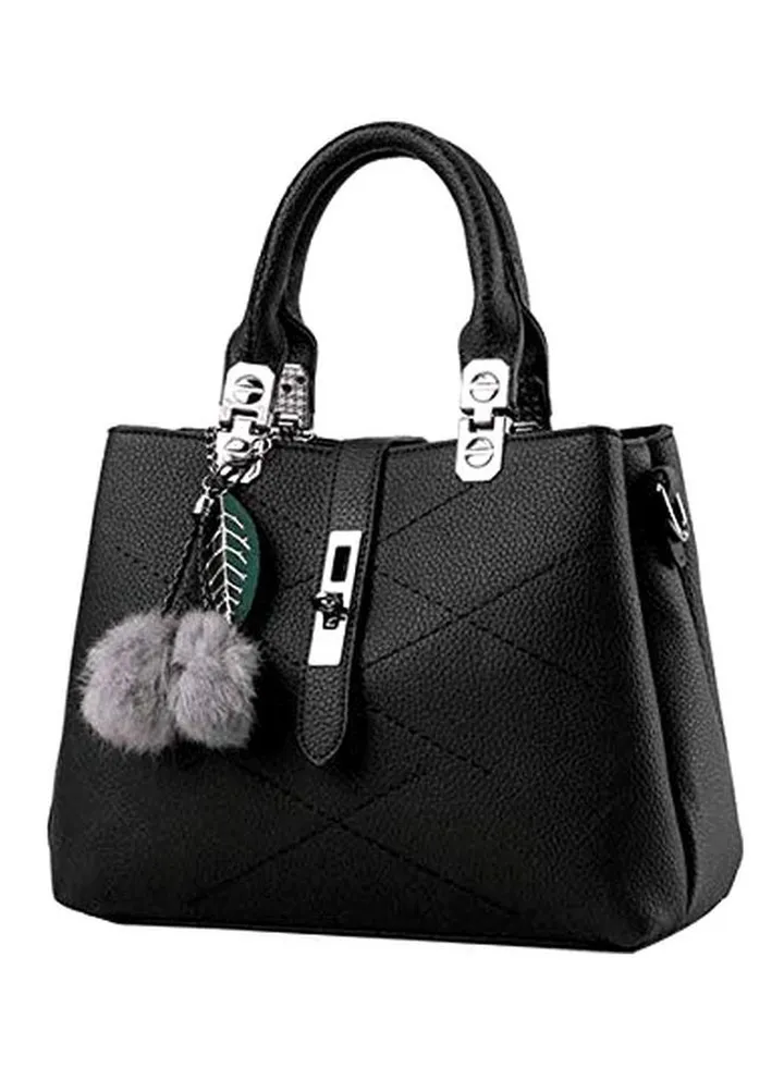 Leather Shopper Handbag Black