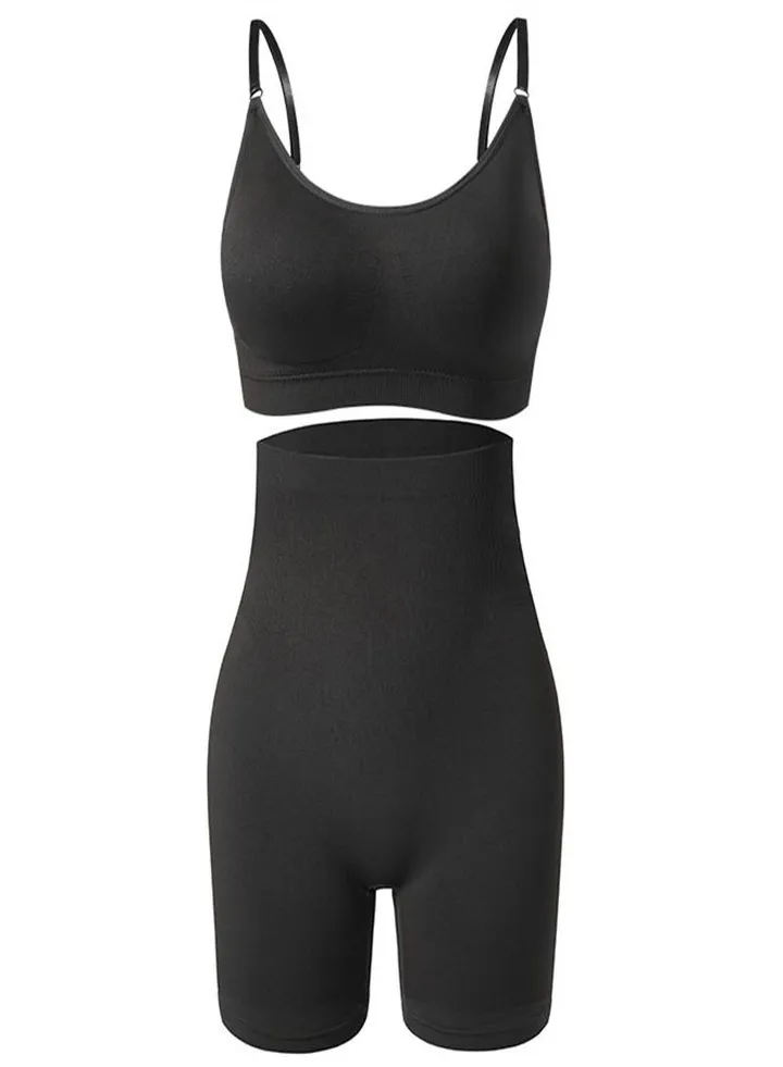 Oversize Sports Bra And High Waist Pants Set Black