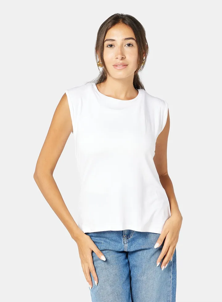 Carina Crew Neck Seamless Microfiber Sleeveless Top (Pack of 3) White