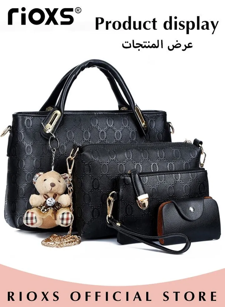 4 PCS Satchel Purses and Handbags for Women Shoulder Tote Bags Wallets