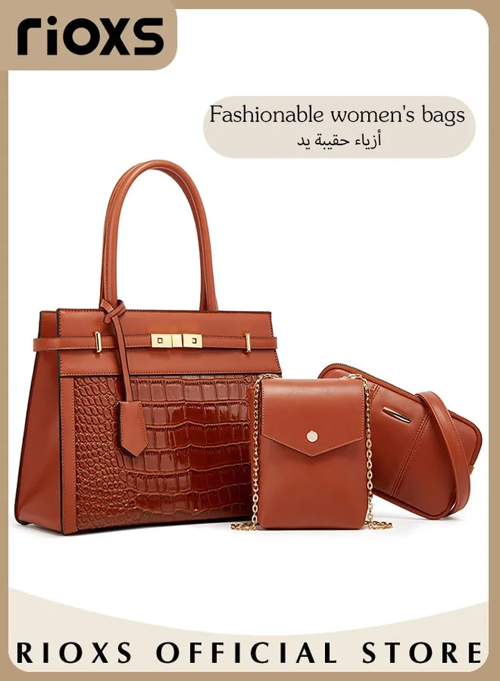 3 pcs Women Fashion Bags Large Capacity Shoulder Bag and Handbags for Women Fashion Leather Satchel Purses