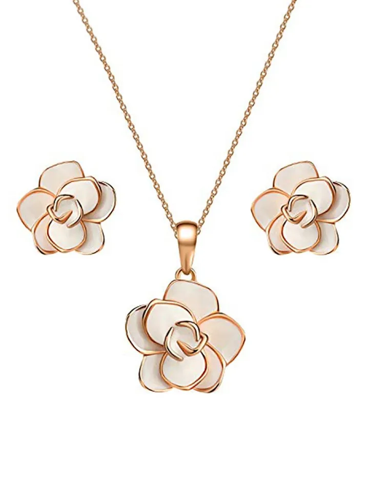 Rose Flower Necklace Jewelry Sets