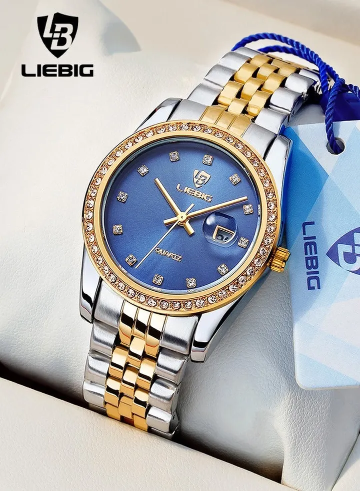 LIEBIG watch for women Casual Diamond Watch Blue Stainless Steel Waterproof Fashion Luxury Wrist Watch