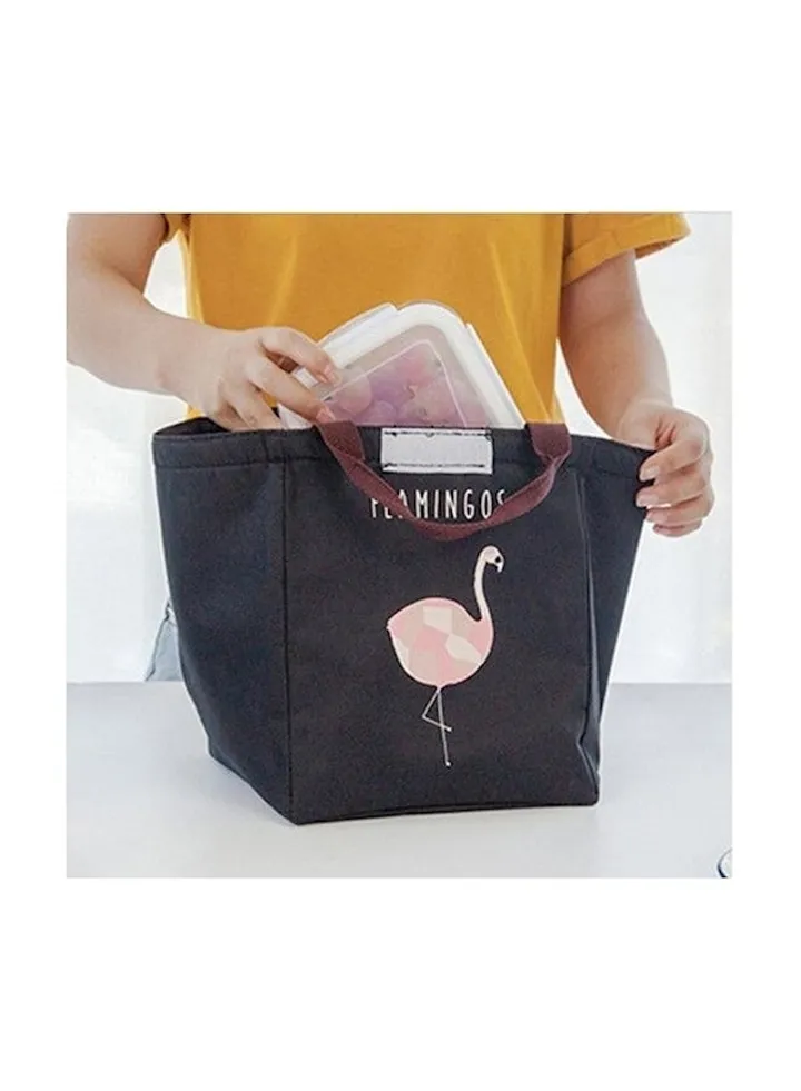 Printed Lunch Bag With Handle Black/Brown/Pink