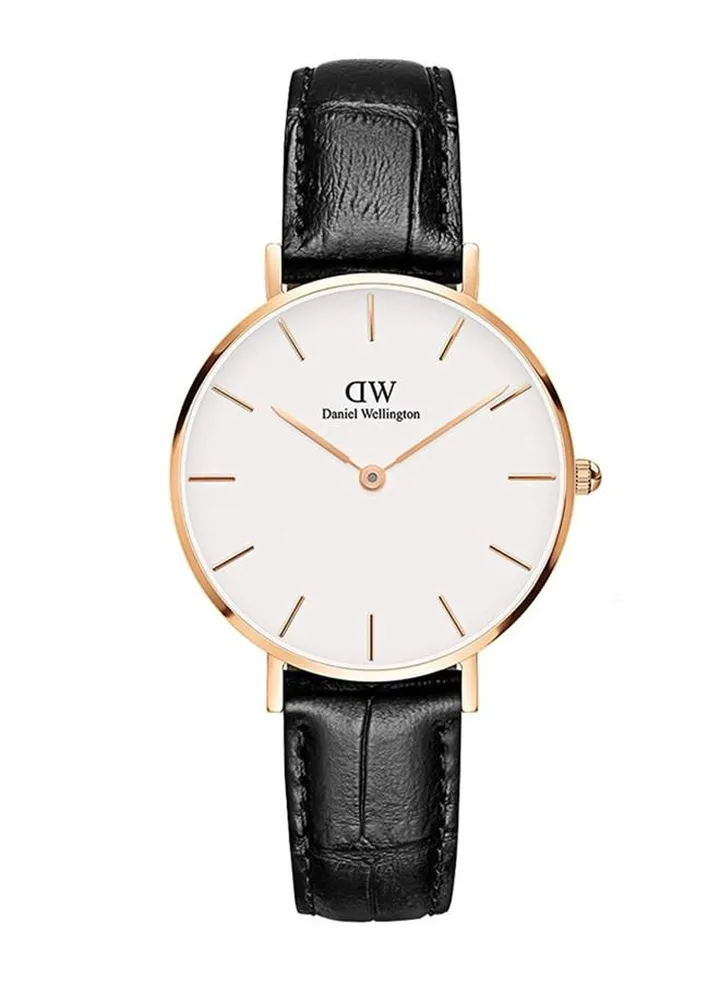 Daniel Wellington Classic women Petite Reading Rose Gold Watch 32mm Black leather strap