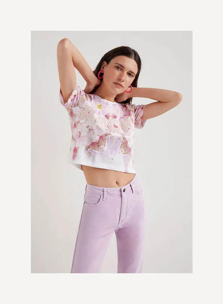 Amore Cropped T-Shirt Floral Print
