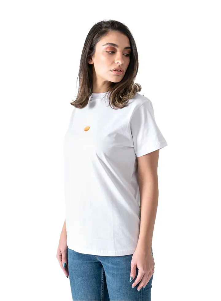 White Sun Flower Printed T-Shirt
