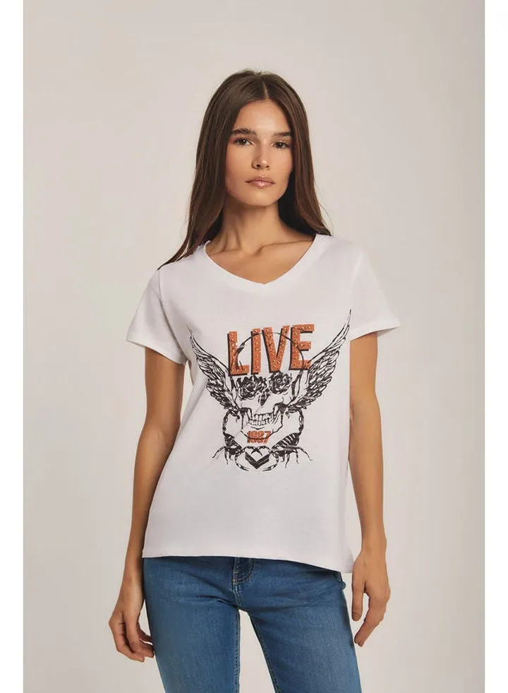 V-neck solid short sleeves T-shirt
