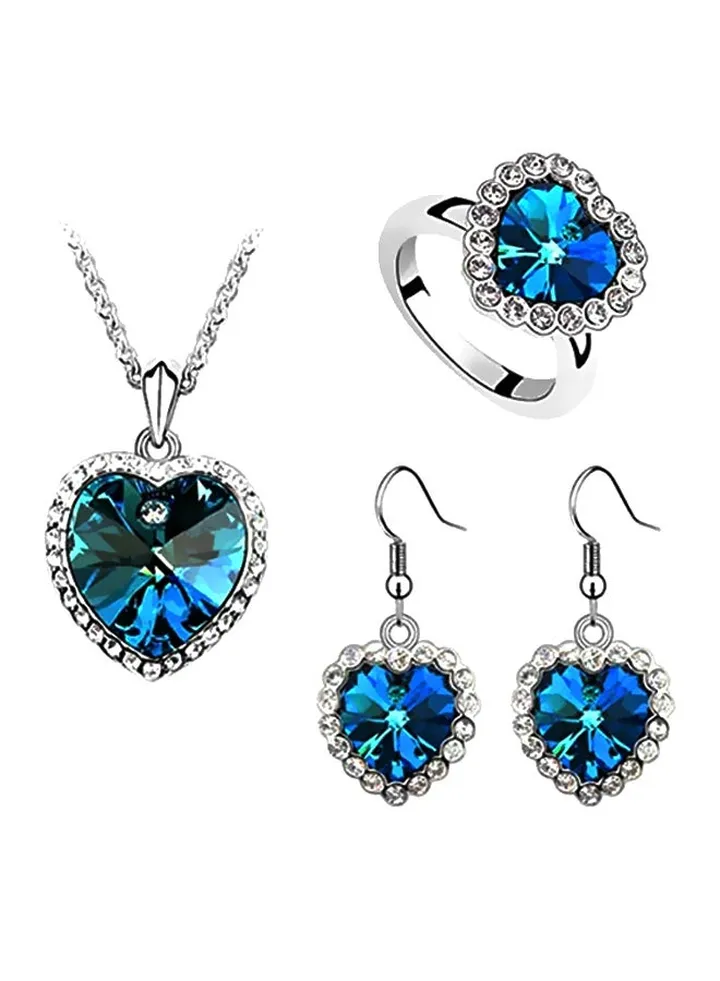Crystal Love Heart Jewellery Set
