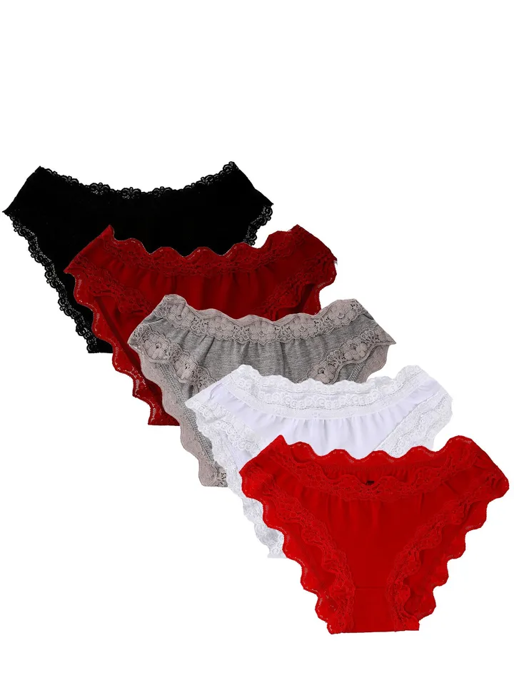 Bundle OF (5) Cotton Panties Dantel