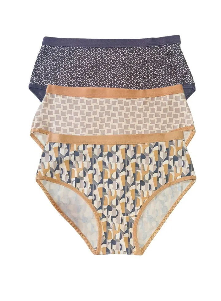 Bundle Of Three Printed Women's Cotton Underwear Brief