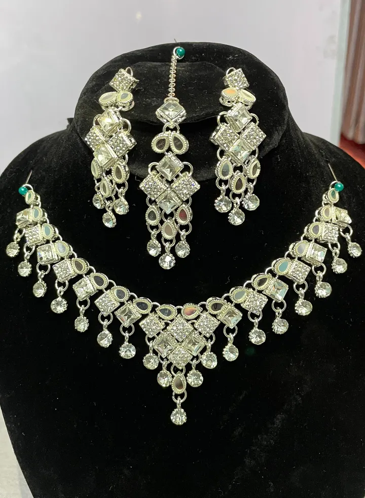 Touchstone gold tone royal Indian Hollywood rhinestones jewelry necklace set for women