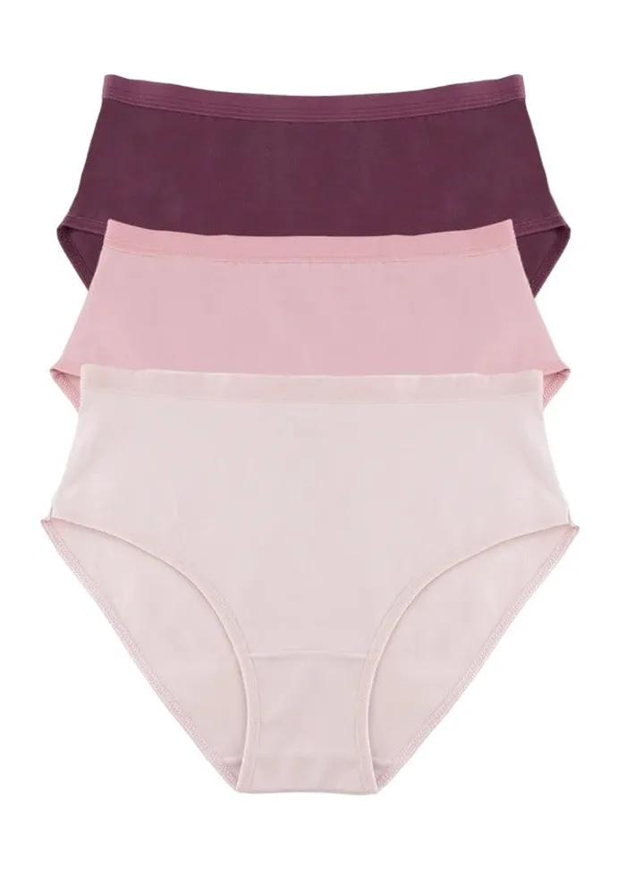 Pack of 3 Plain Cotton Brief Panties Underwear for Women