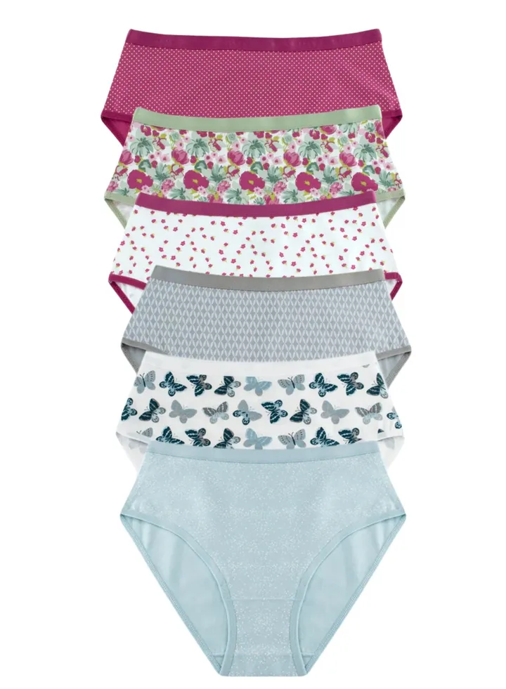 Pack of 6 Printed Cotton Brief Panties Underwear for Women