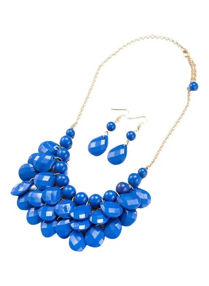 Vintage Choker Chunky Collar Necklace With Earrings Set