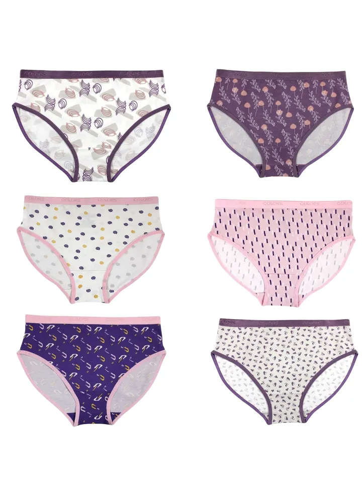 Pack Of 6 Printed Cotton Brief Panties Underwear For Women