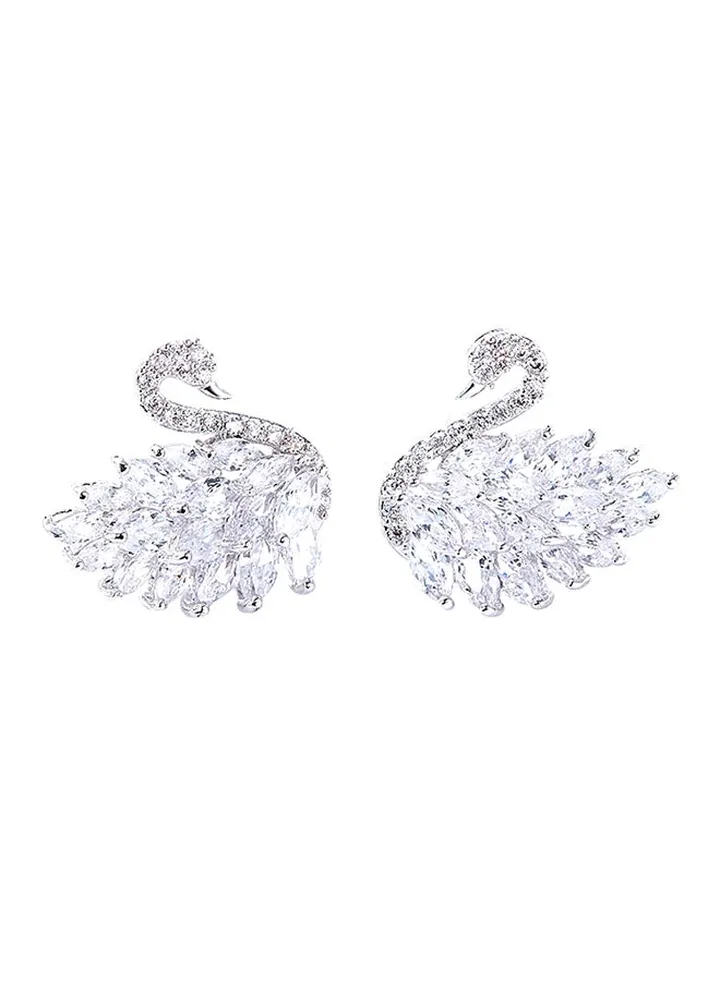 925 Sterling Silver Swan Earrings