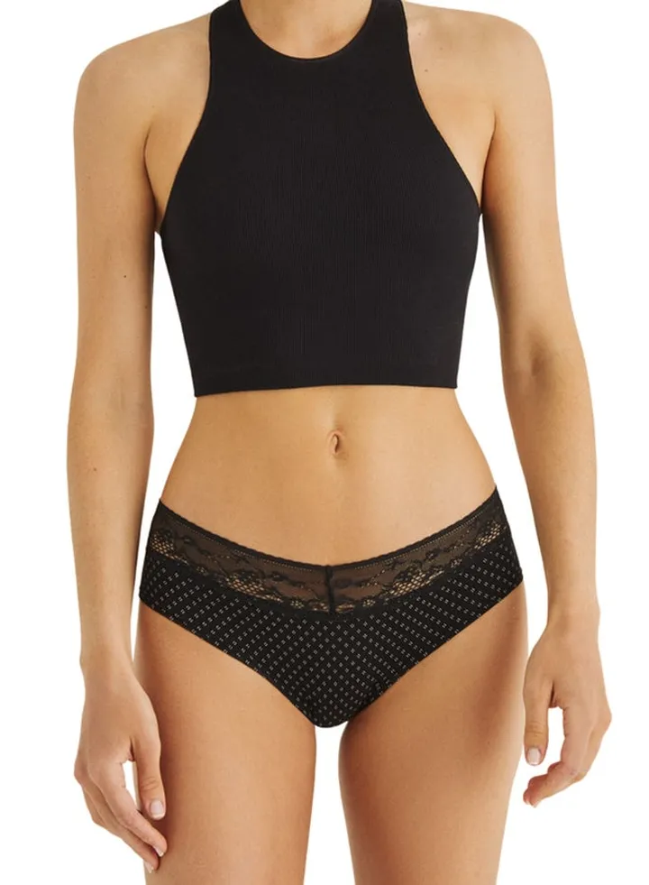 Wide lace cotton panties