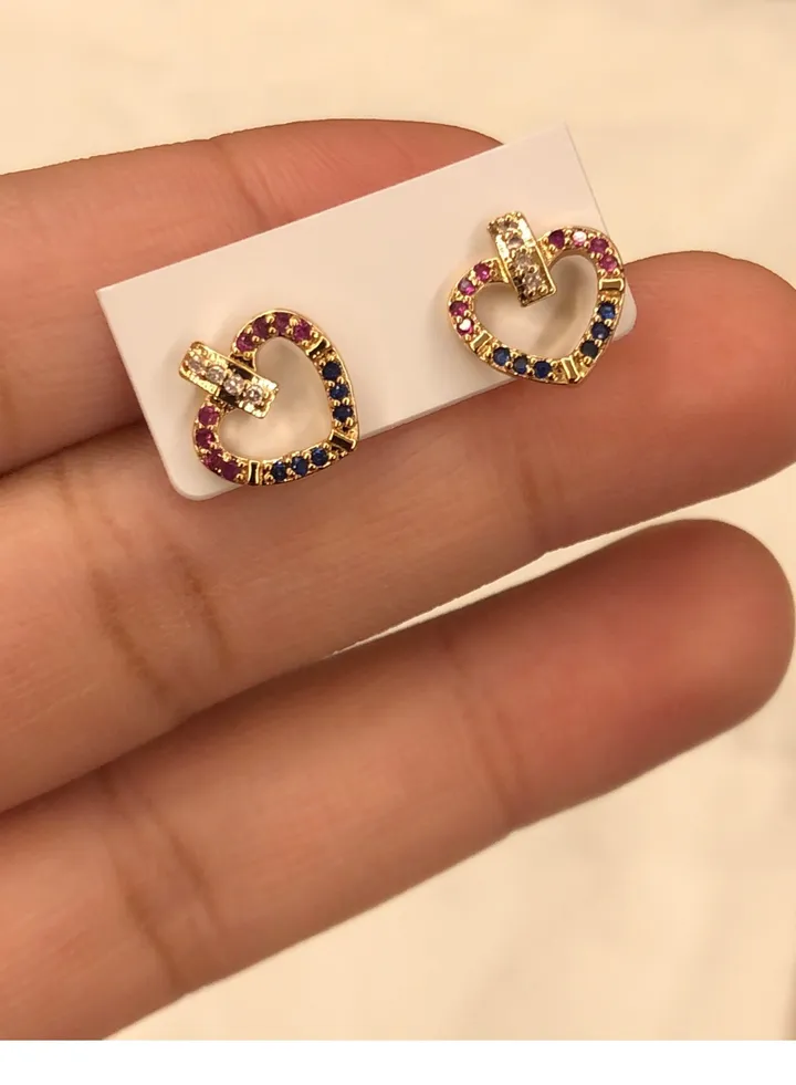 18k Gold Plated Multicolor Earrings For Women