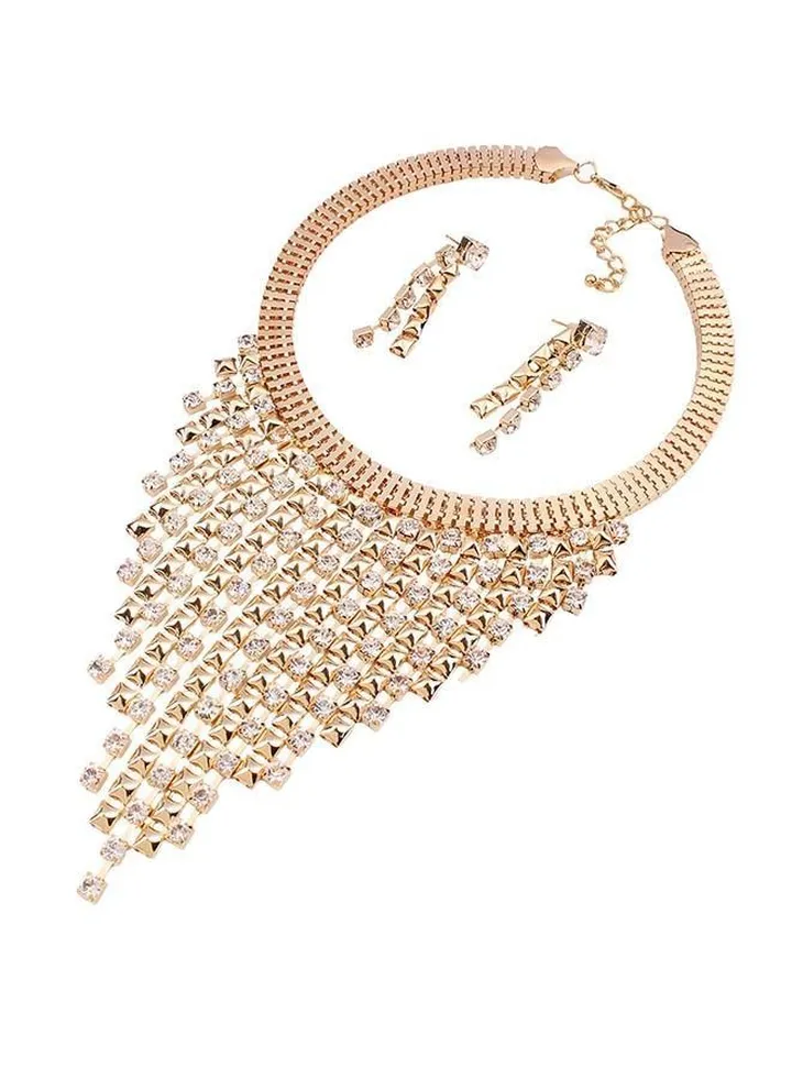 Rhinestone Studded Jewellery Set