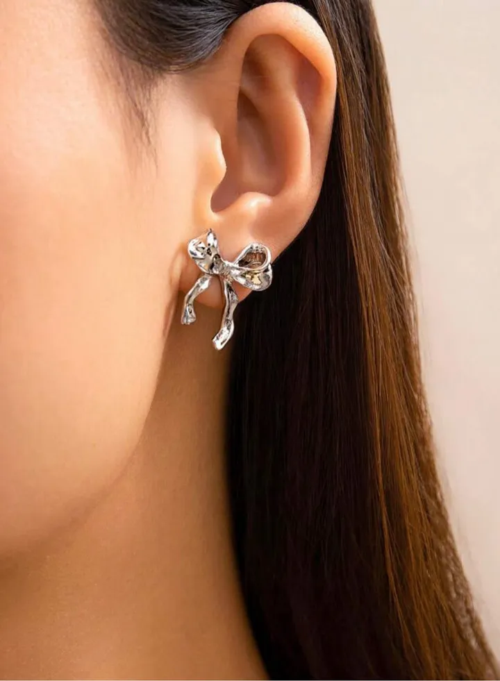 Elegant Women's Stainless Steel Silver Plated Earrings
