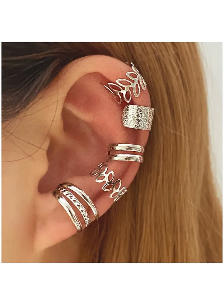 Retro C-Shaped Ear Cuff Without Pierced Earrings 5-Piece Set