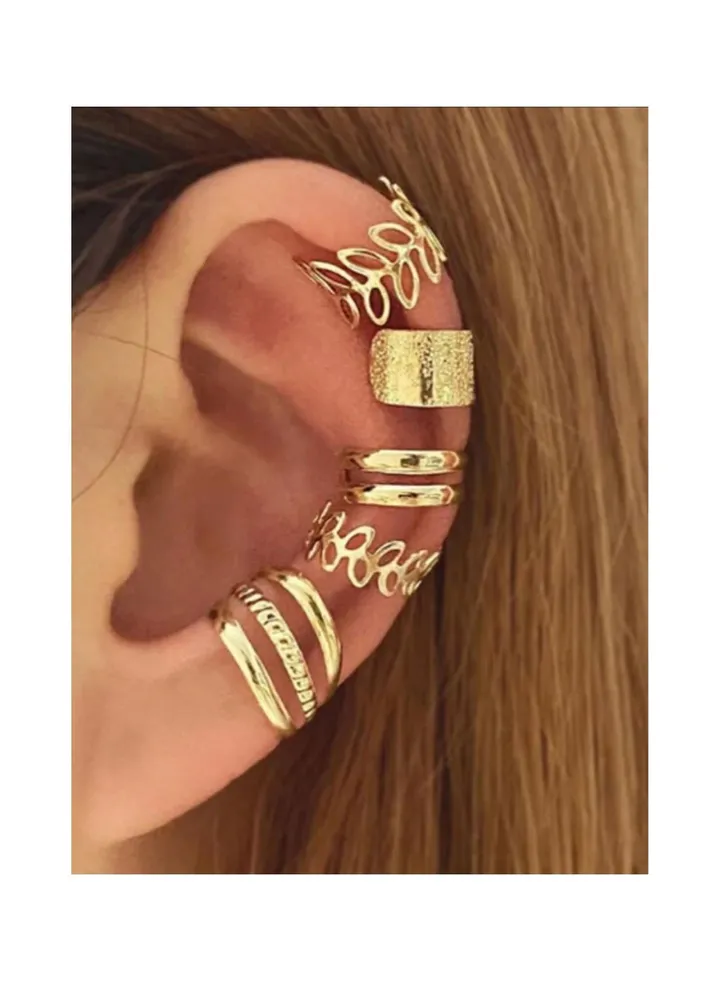 Retro C-Shaped Ear Cuff Without Pierced Earrings 5-Piece Set