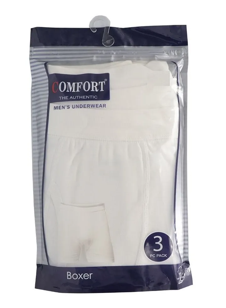 Mens Boxer 3pc Cotton Rib White