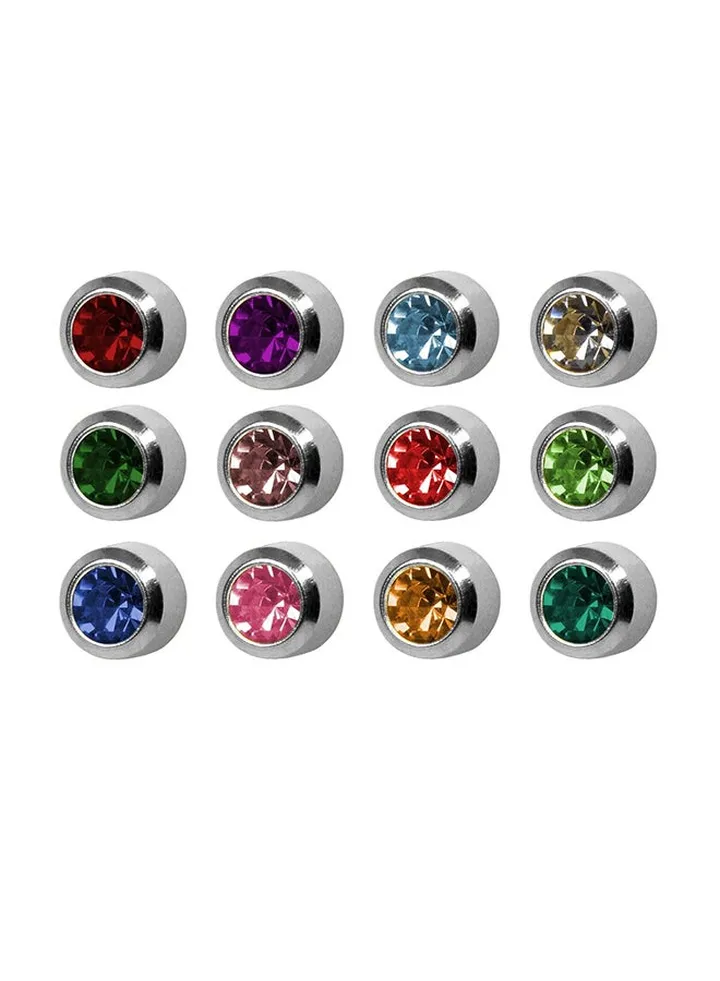 12-Pairs Stainless Steel Swarovski Earrings