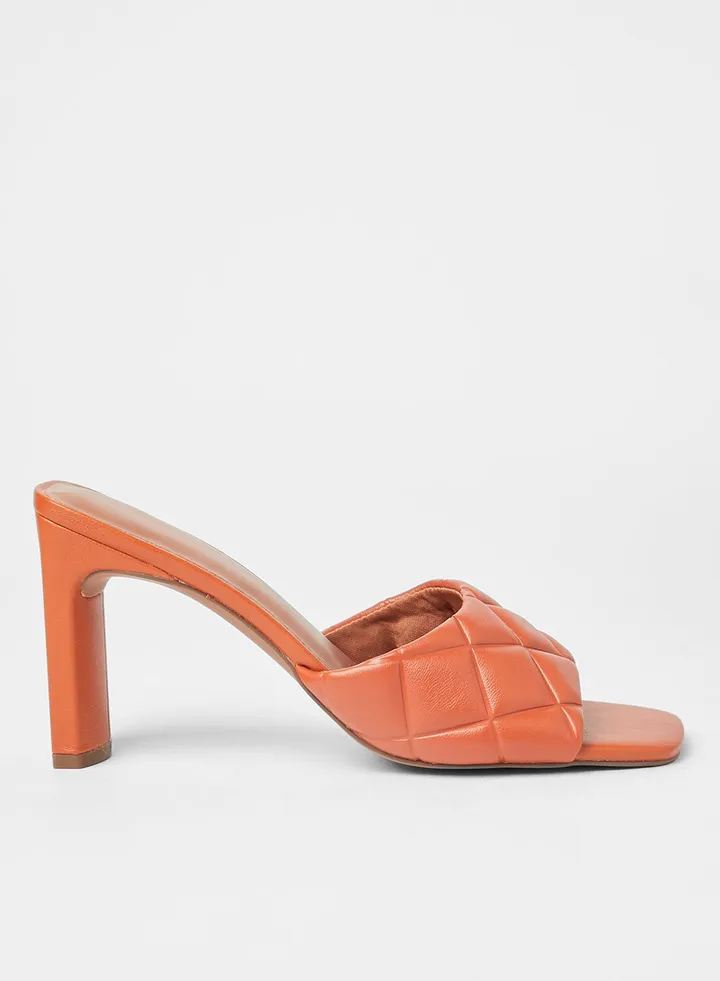Annalie Quilted Sandals Dark Orange