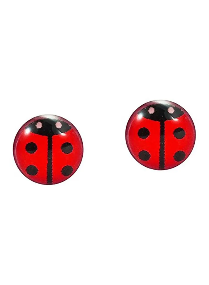 925 Sterling Silver Lady Bug Stud Earrings