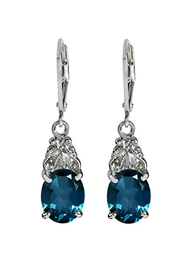 925 Sterling Silver Gold Plated 6.54 Ct Topaz Studded Dangle Earrings