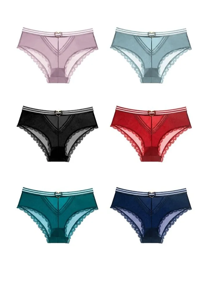 Zeemey 6 Pack Women Lace Underwear charming Breathable Hipster Panties Stretch Bikini Briefs Lingerie