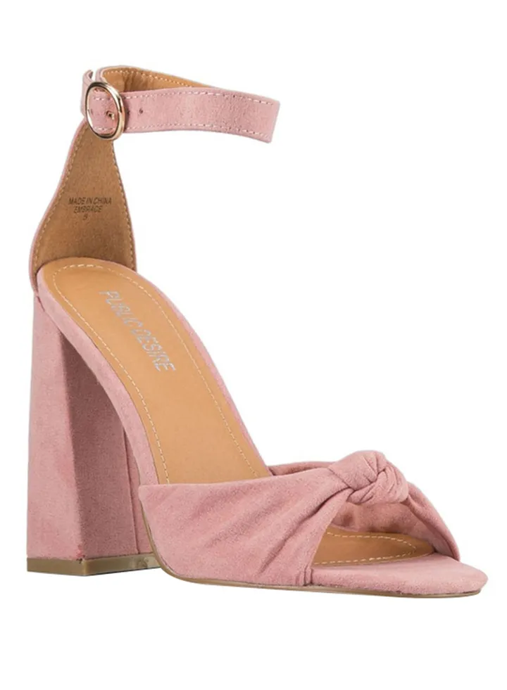 Knotted High Heel Dress Sandals Pink