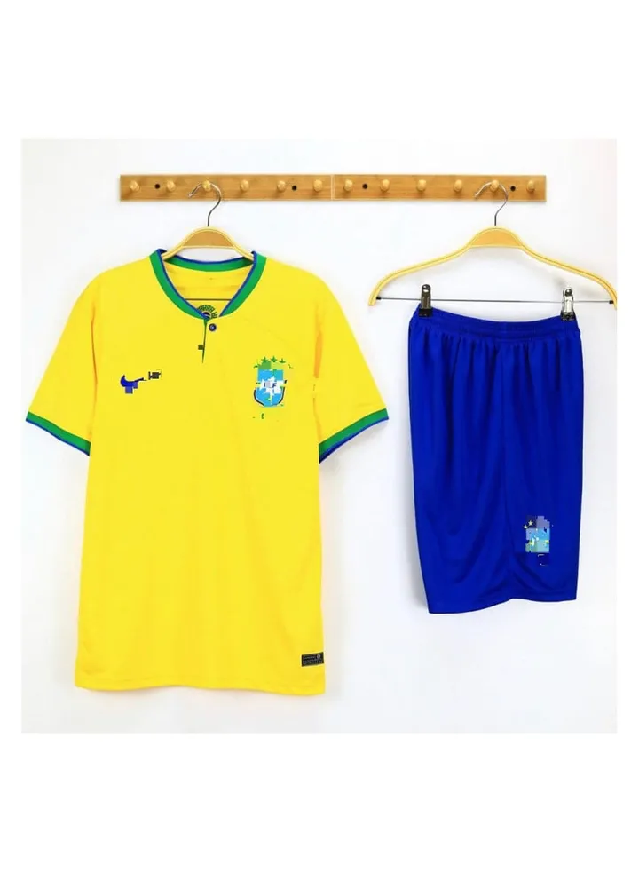 Children's football set, T-shirt and shorts - yellow