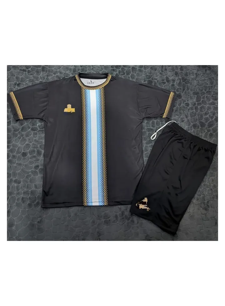 Boy's football set, T-shirts and shorts-Black