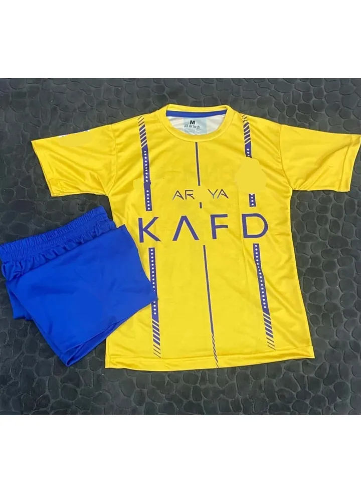 Imported boys' football set, T-shirt and shorts - yellow