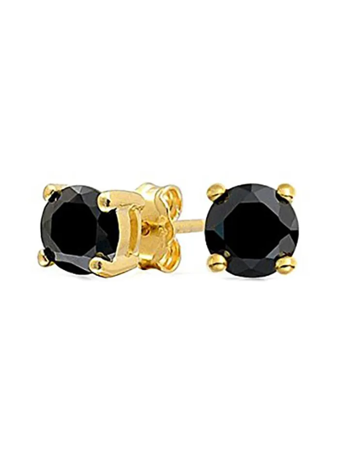 925 Sterling Silver 14K Gold Plated 0.5 Carat Solitaire Basket Stud Earrings