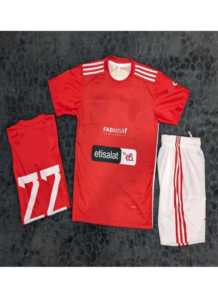 Boys' soccer shorts and T-shirt set- Red