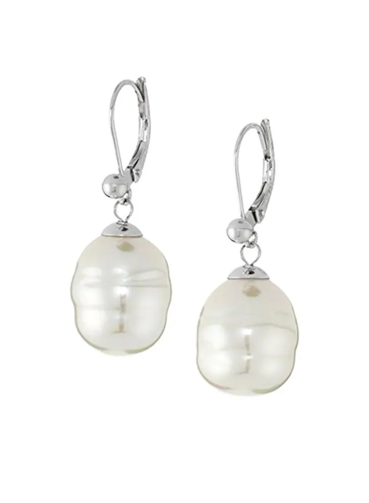 925 Sterling Silver Pearl Studded Dangle Earrings