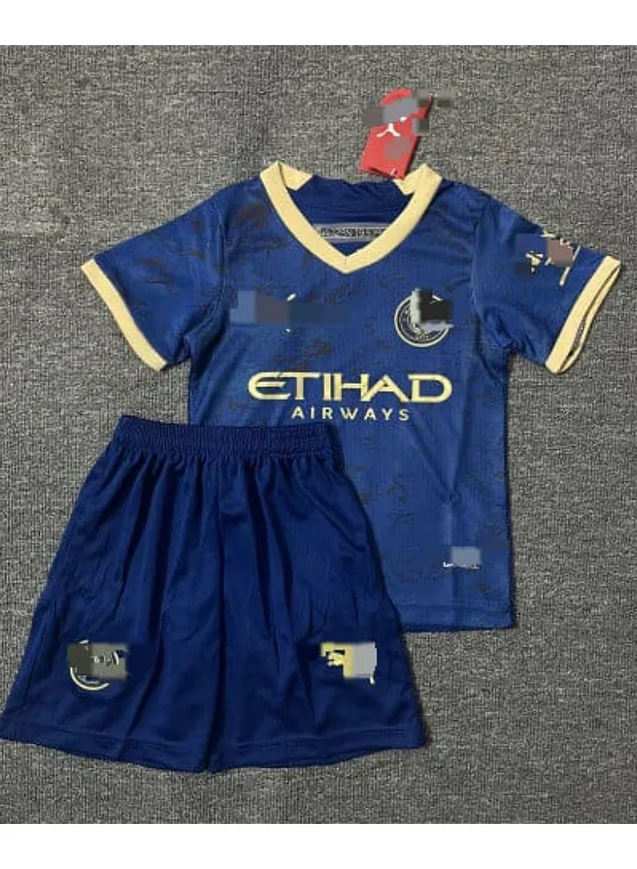 Imported boys' football set, T-shirt and shorts, navy blue