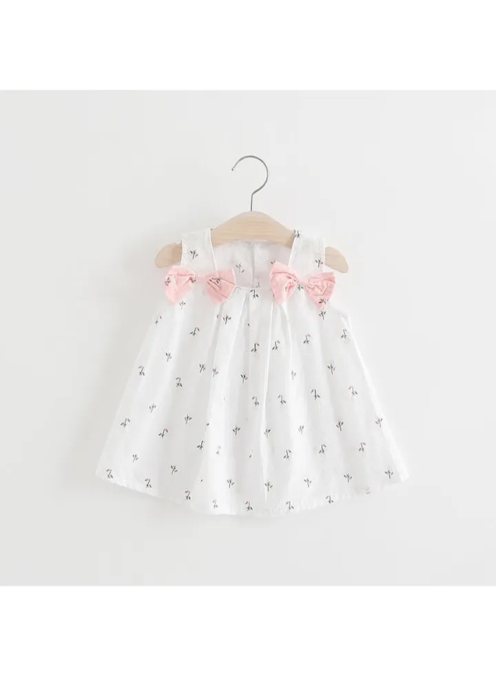 Flower Printed Sleeveless Dress White/Pink