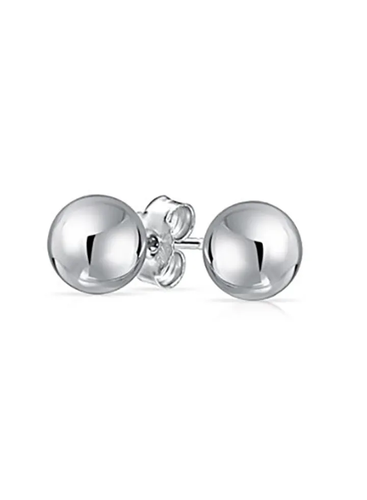925 Sterrling Silver Round Polished Stud Earrings